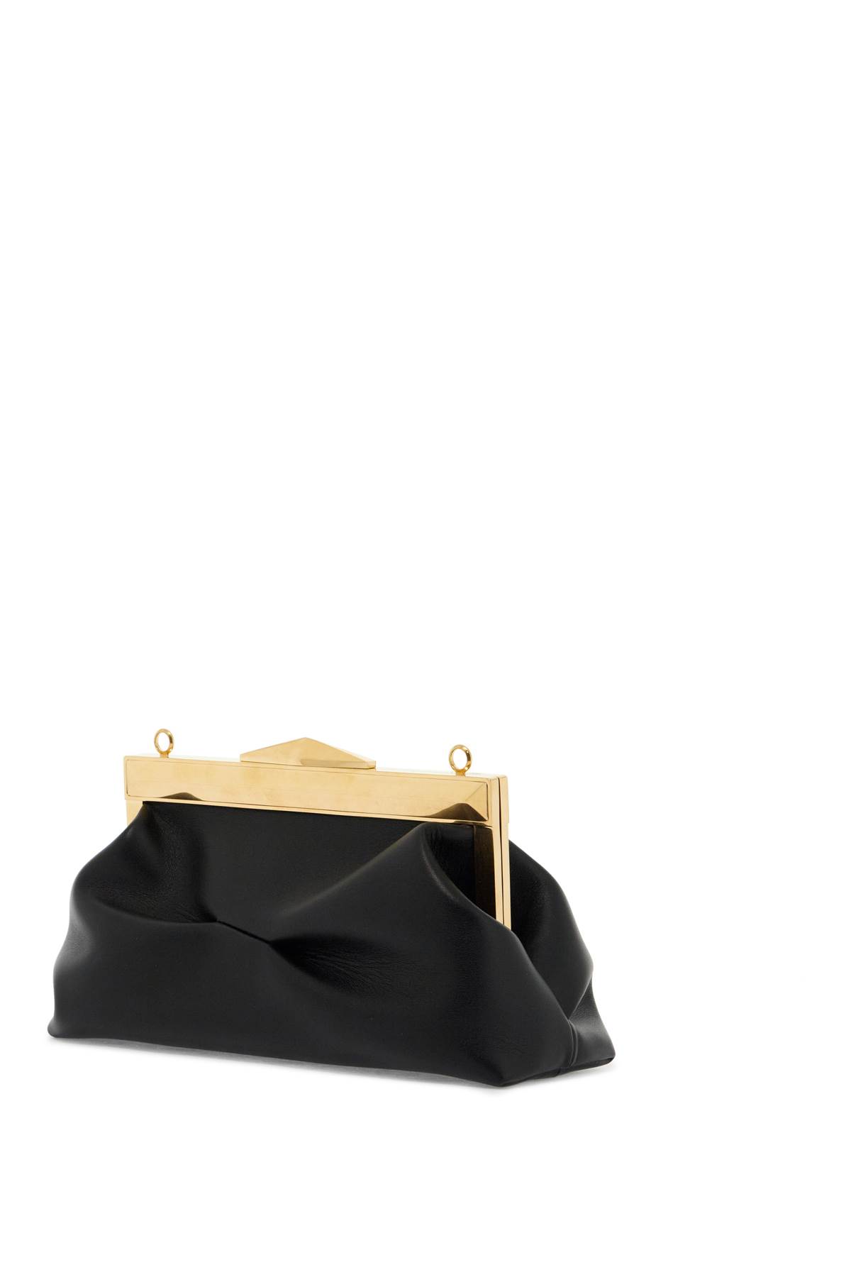 Shop Jimmy Choo Leather Diamond Frame Clutch In Black Gold (white)