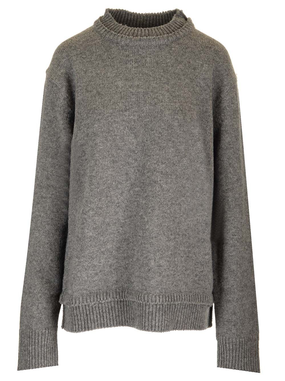 Shop Maison Margiela Long-sleeved Crewneck Sweater In Grey