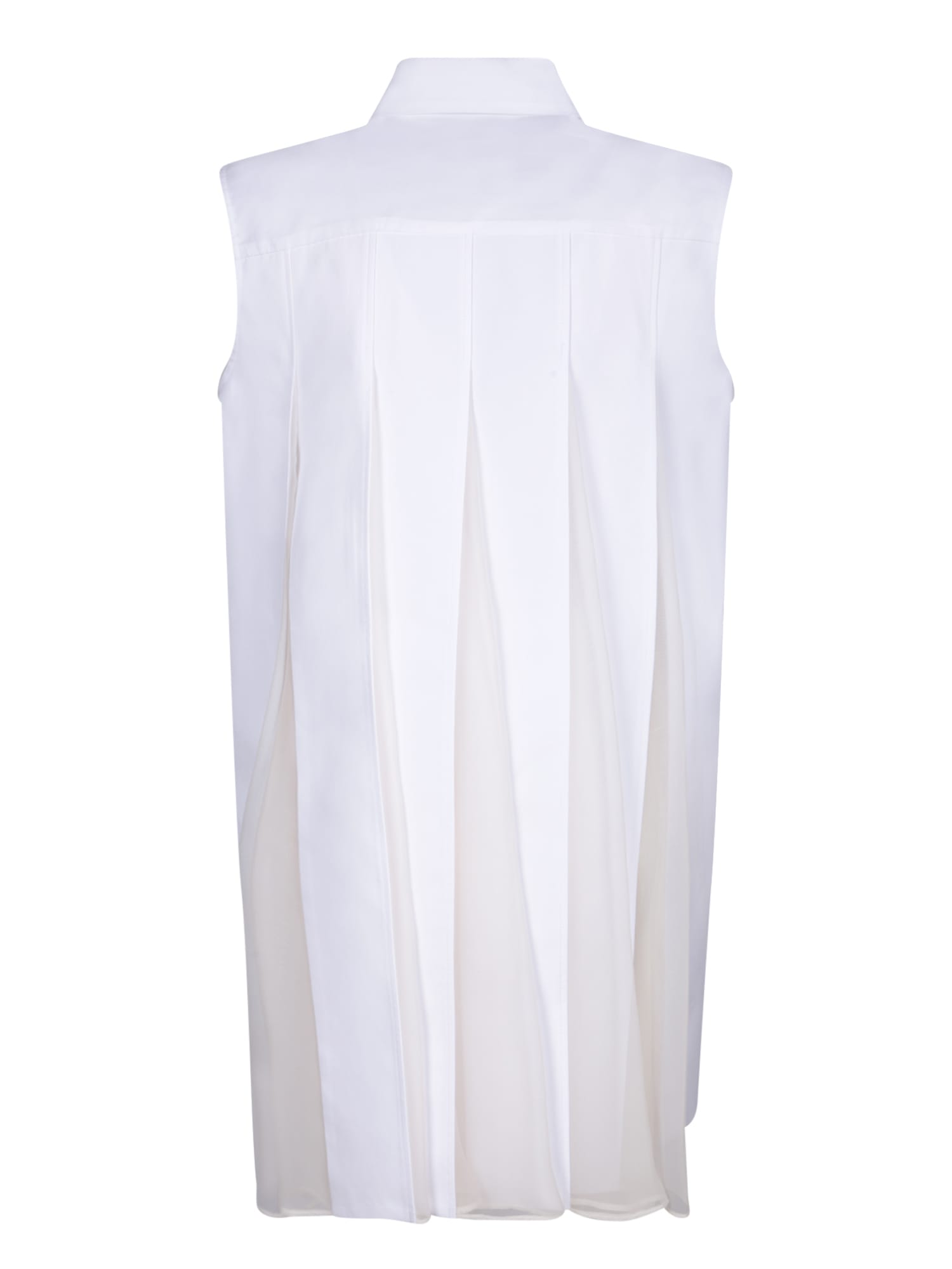 Shop Sacai White Striped Poplin Dress