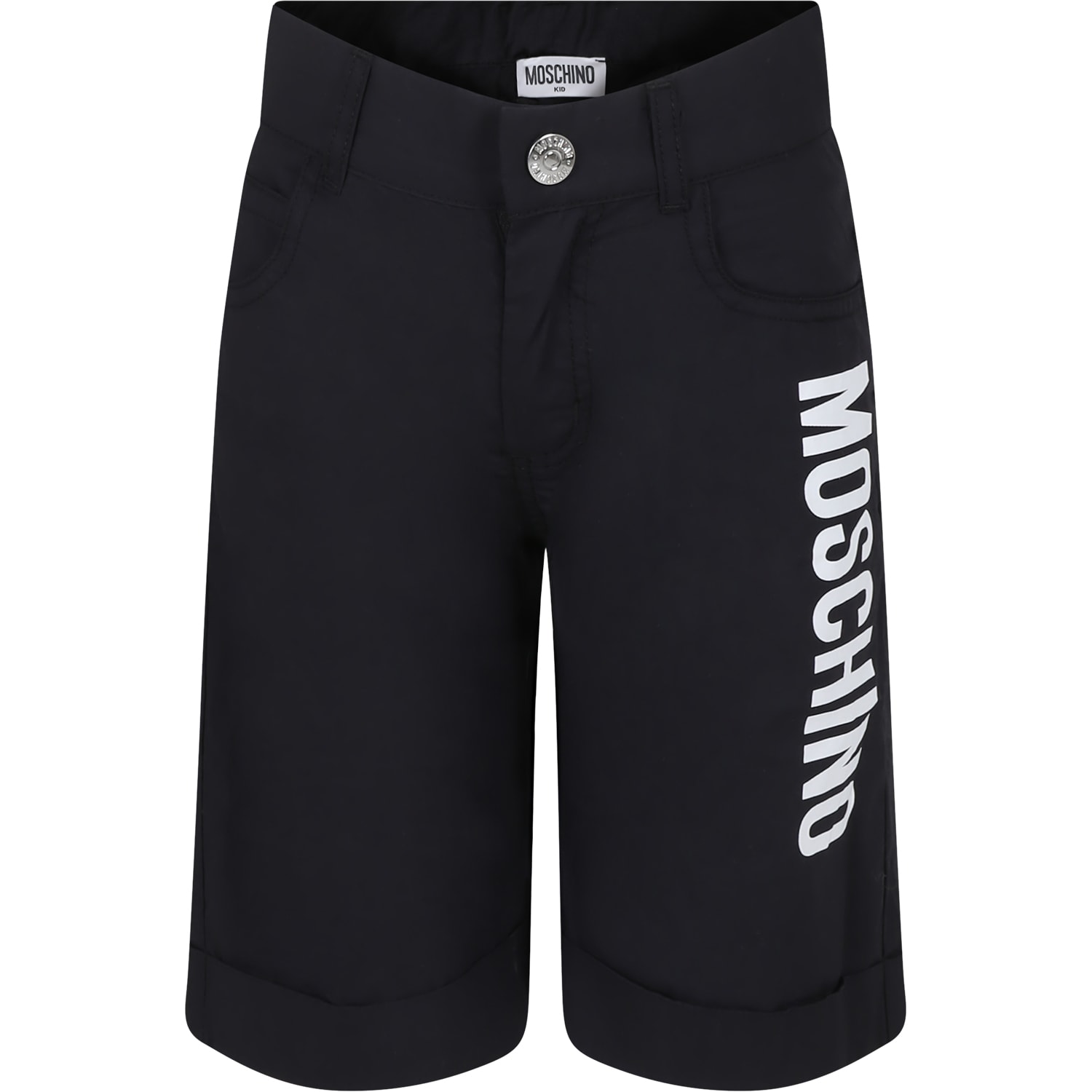 Shop Moschino Black Shorts For Kids With Logo
