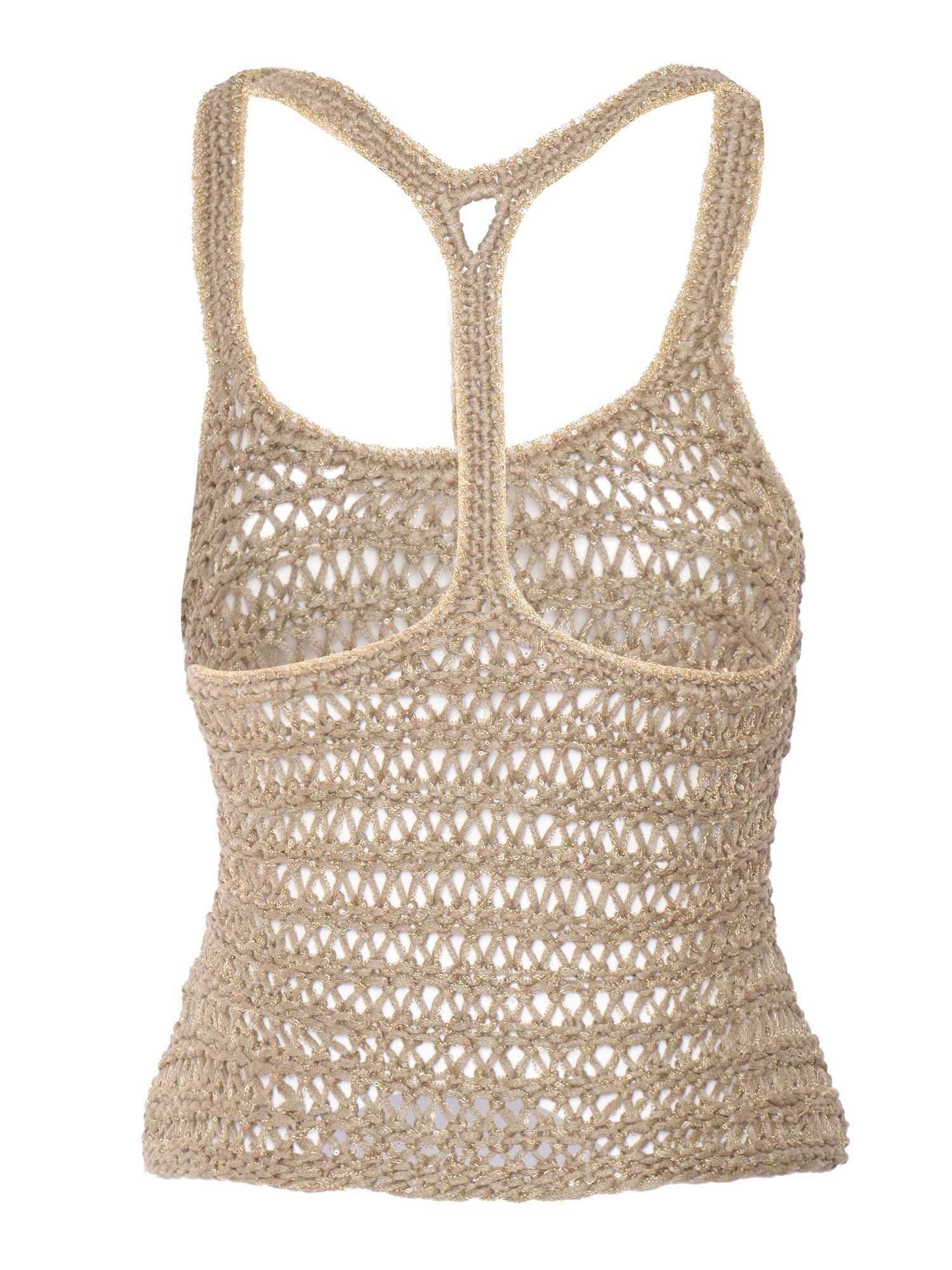 Shop Alberta Ferretti Gold Crochet Top