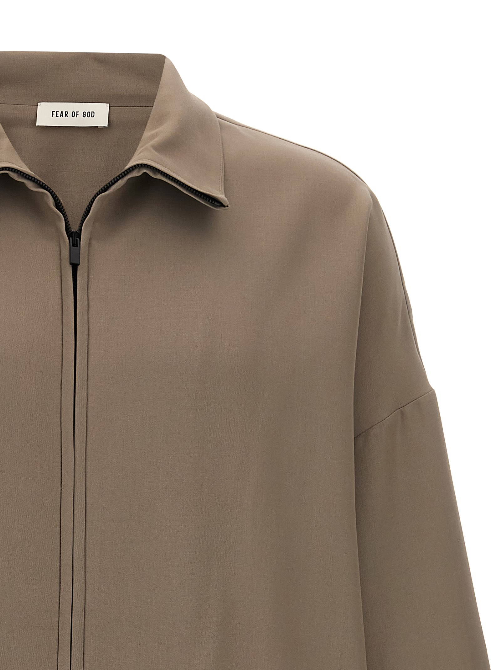 Fear Of God Collared Wool Jacket Long Sleeves Relaxed Fit In Beige
