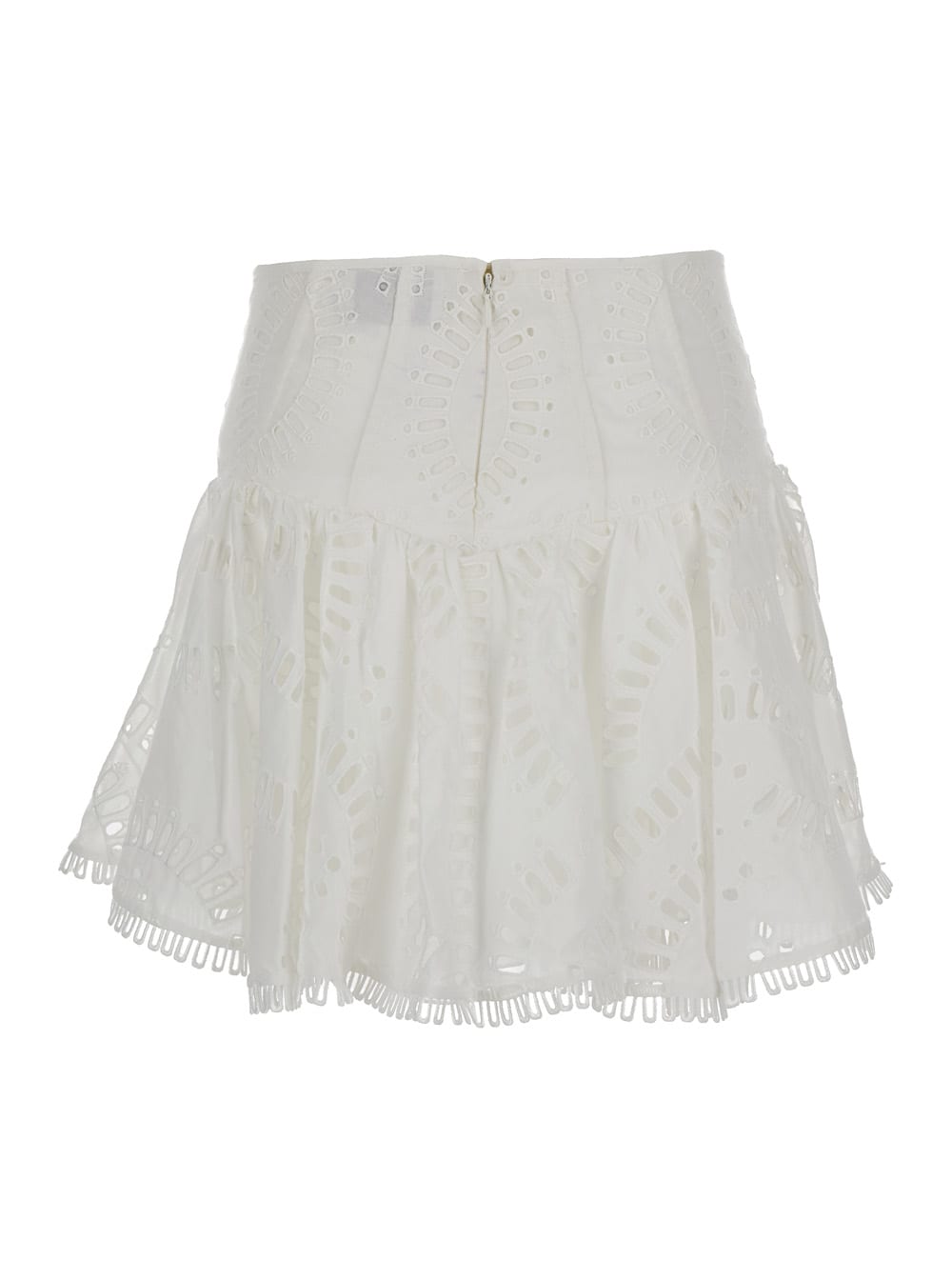 Shop Charo Ruiz White High Waisted Favik Miniskirt With Embroidery In Cotton Blend Woman