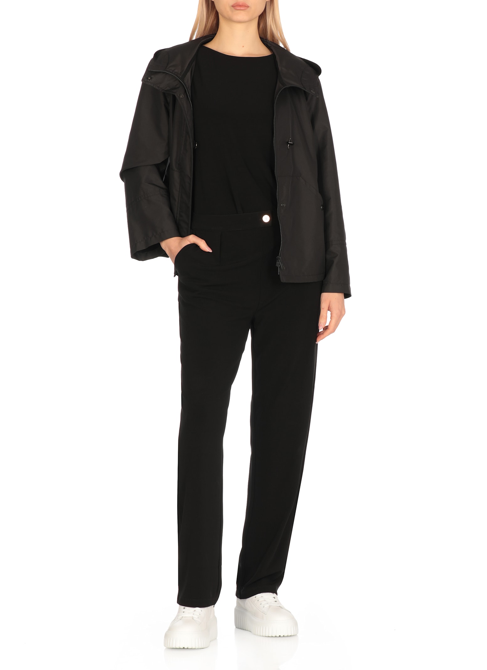 Fay Stretch Gabardine Caban In Black