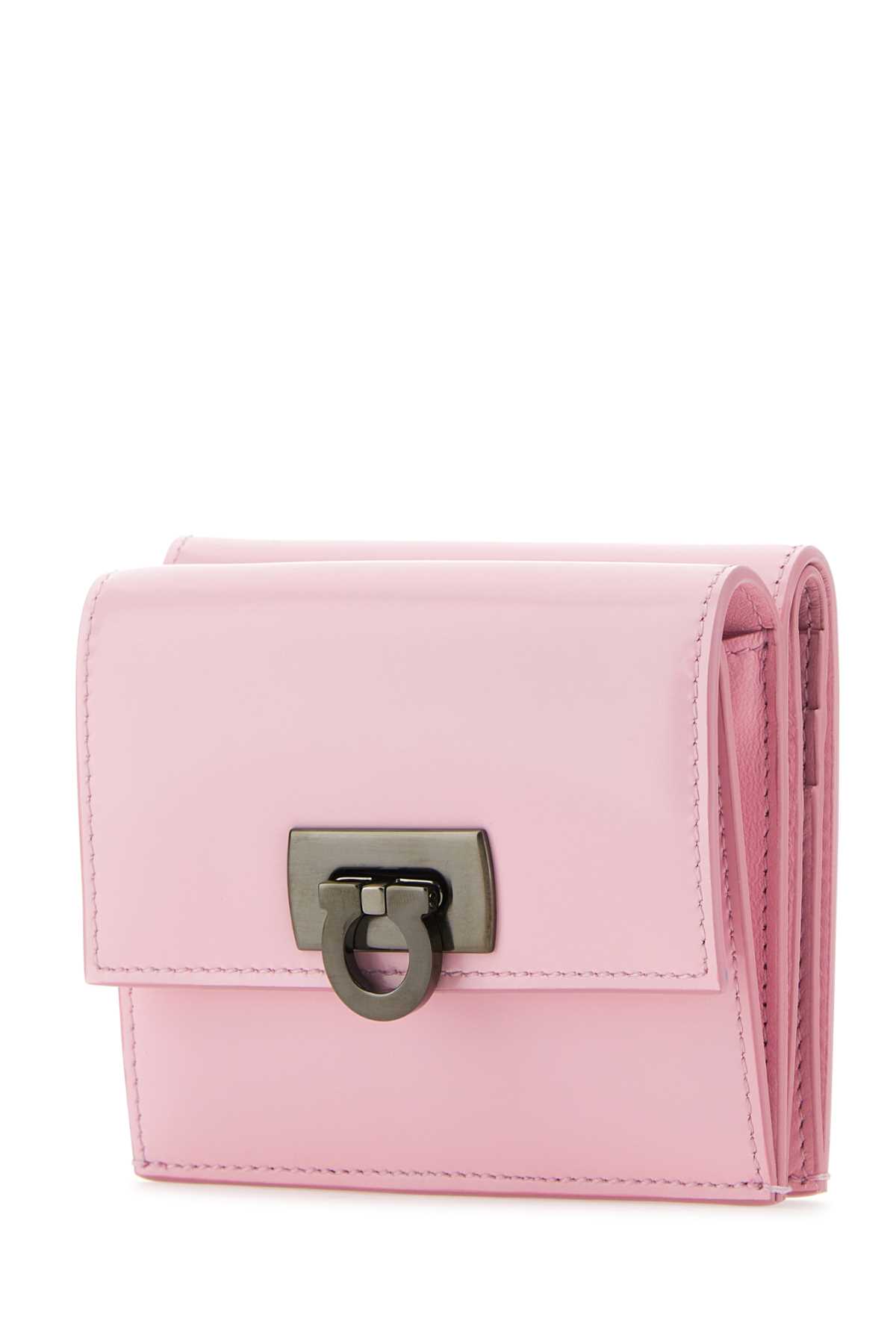 Ferragamo Pastel Pink Leather Wallet In Bubblegum