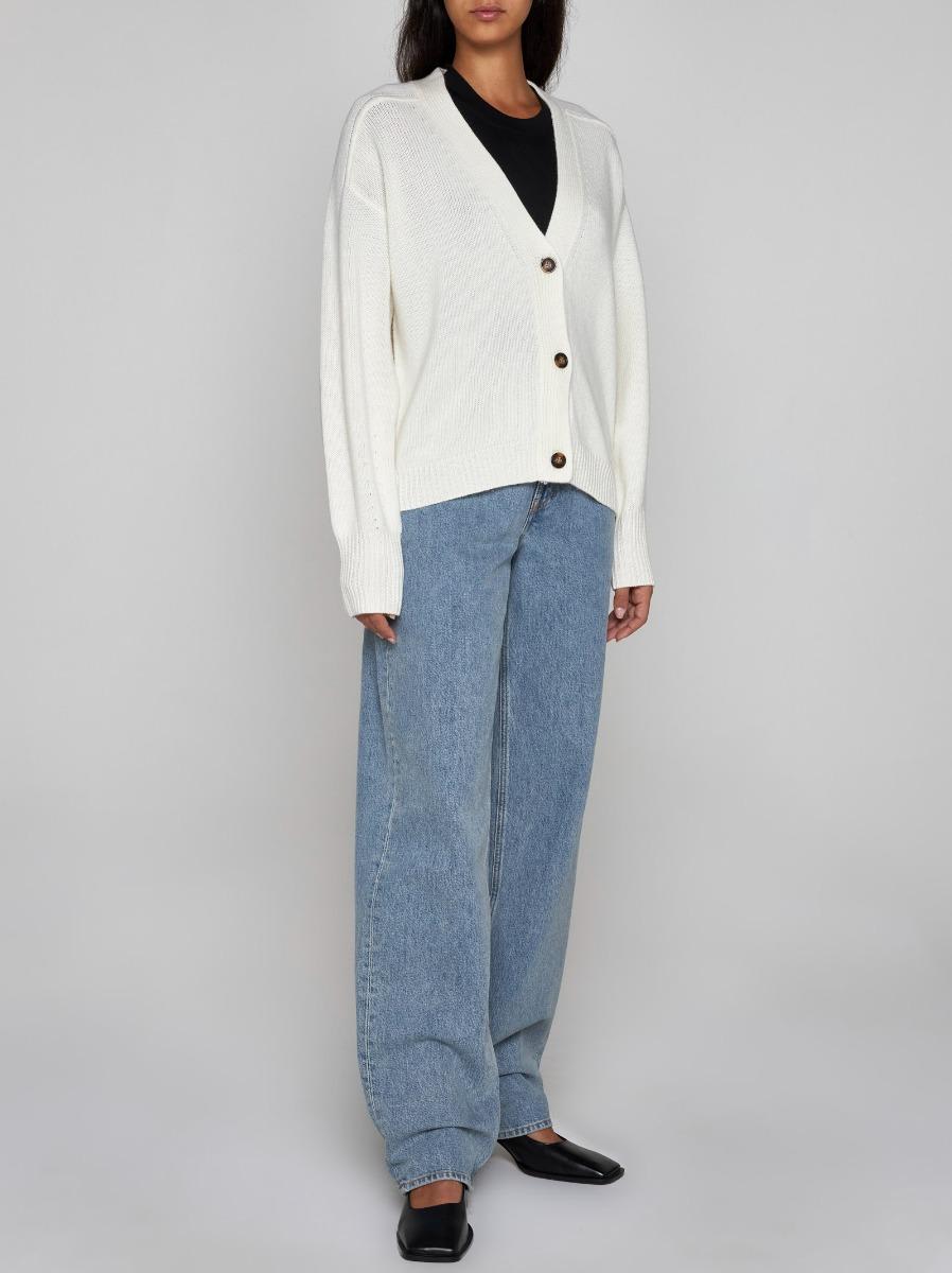 Shop Loulou Studio Zanzibar Wool And Cashmere Cardigan In Ivory