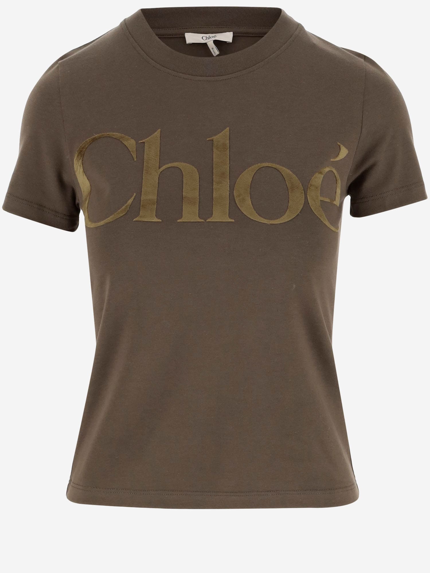 Shop Chloé Cotton Jersey T-shirt With Logo In Green