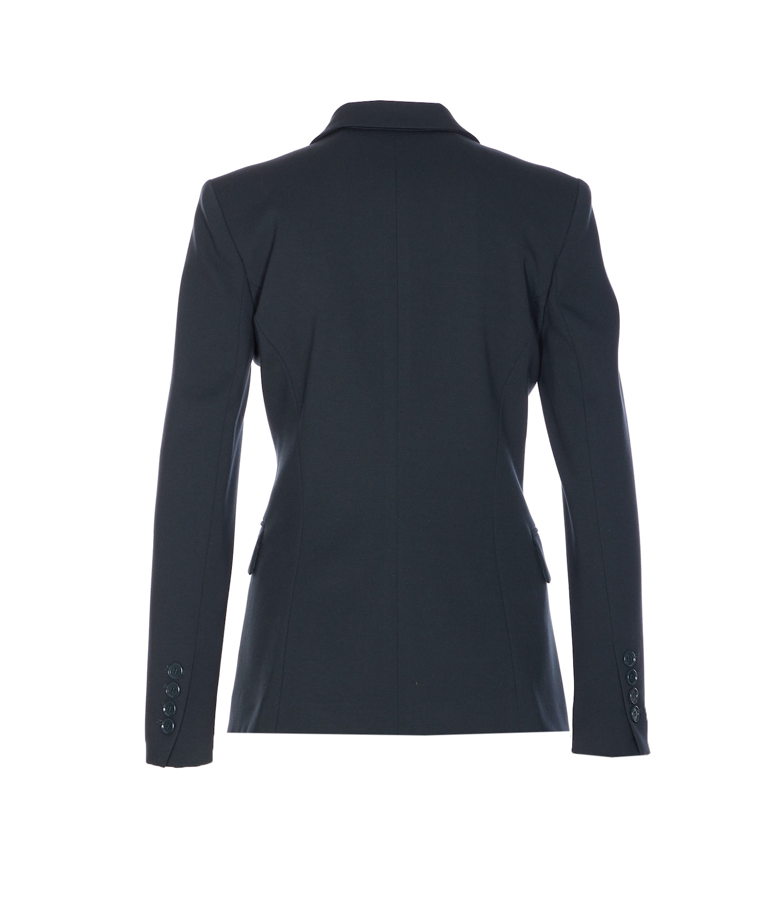 Pinko Tailored Jacket With Flap Pockets And Notched Lapels In Blue