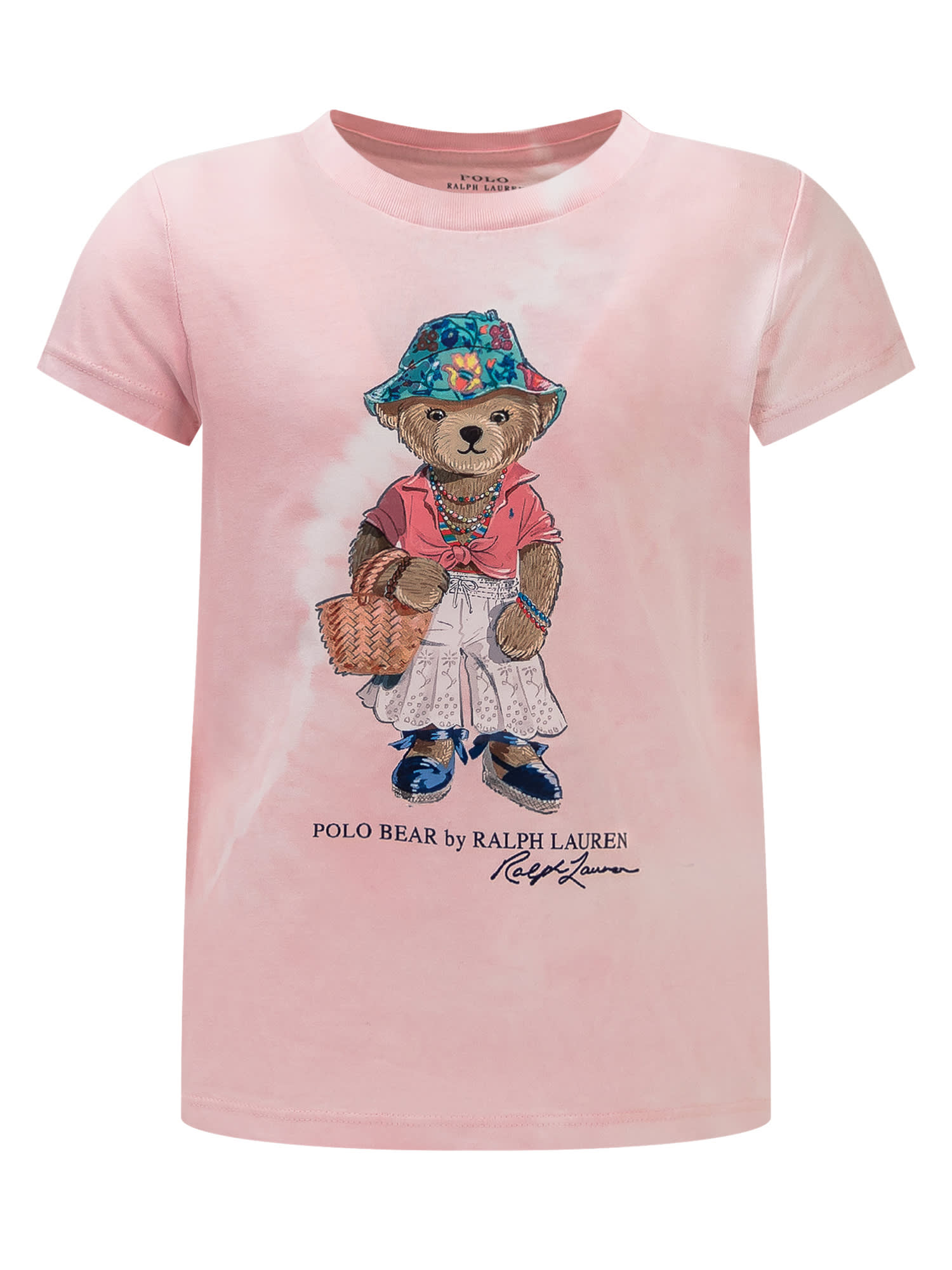 Shop Polo Ralph Lauren Polo Bear T-shirt In Hint Of Pink Tie Dye