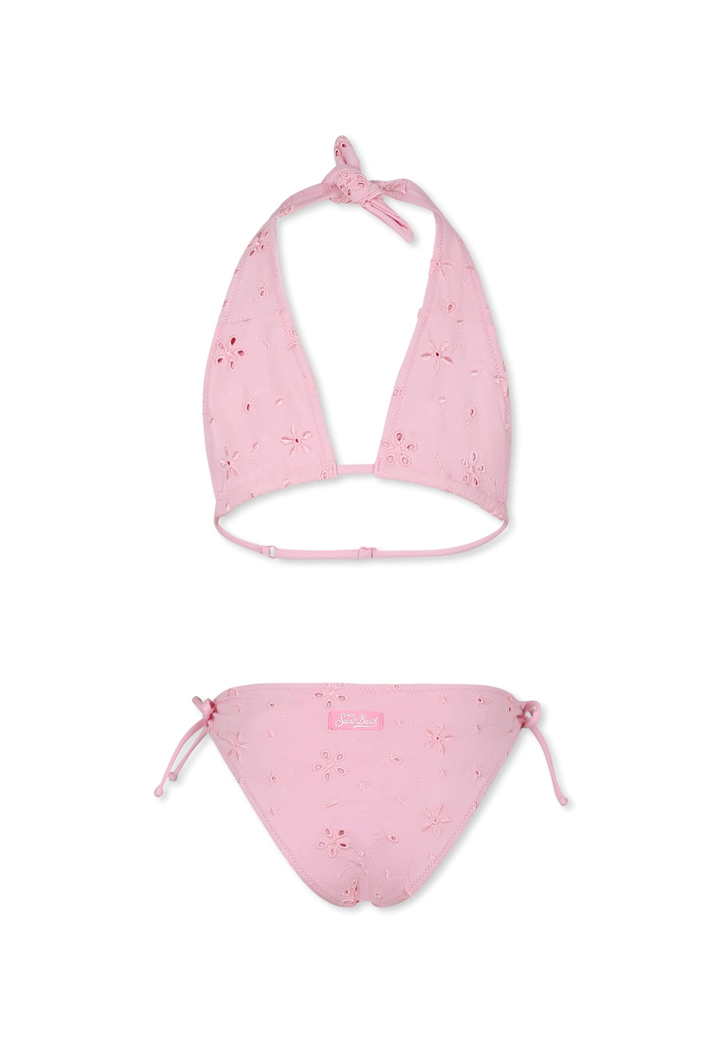 Mc2 Saint Barth Pink Bikini For Girl With Flowers In Pink