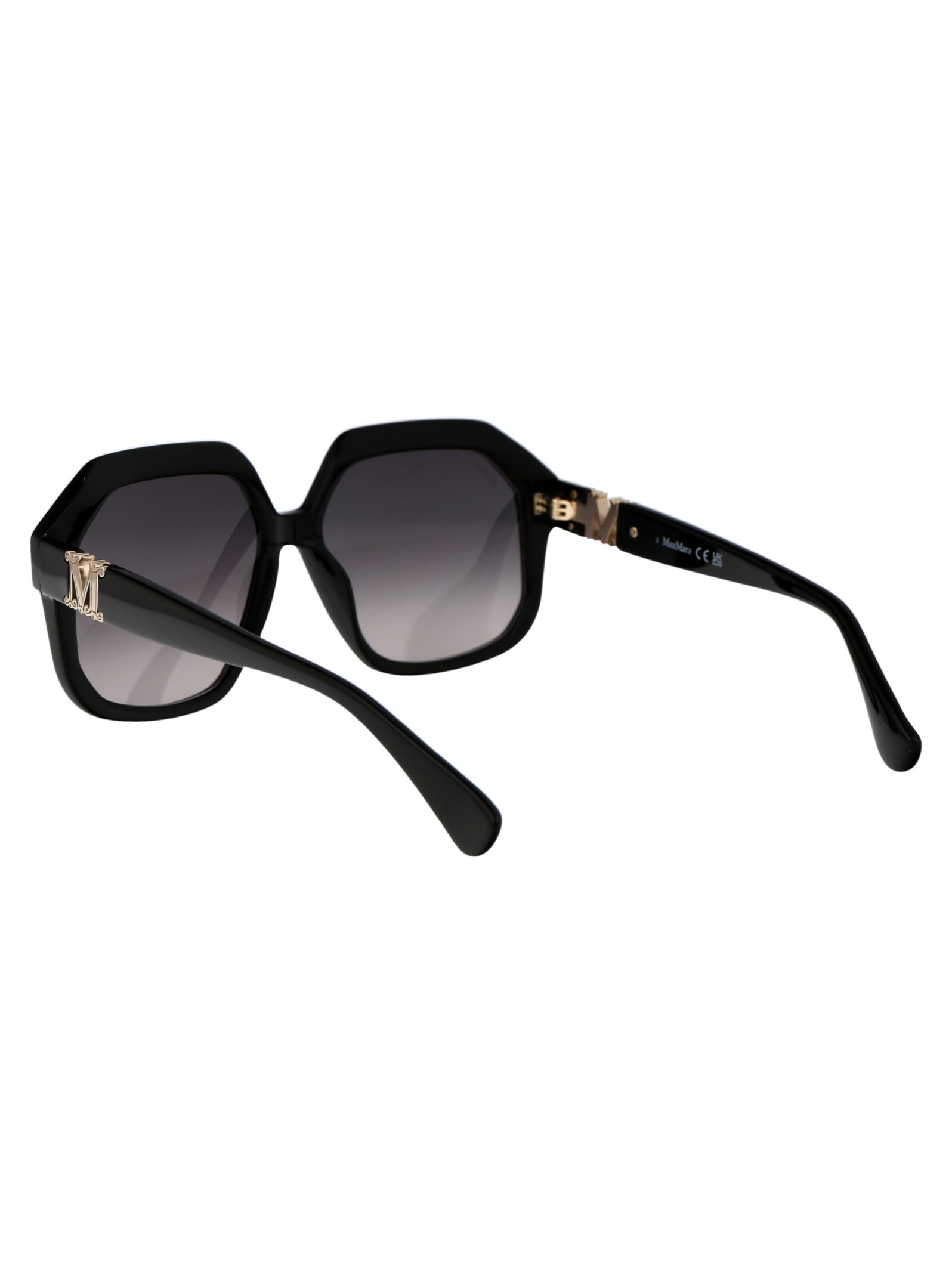 Shop Max Mara Emme12 Sunglasses In 01b Nero Lucido/fumo Grad
