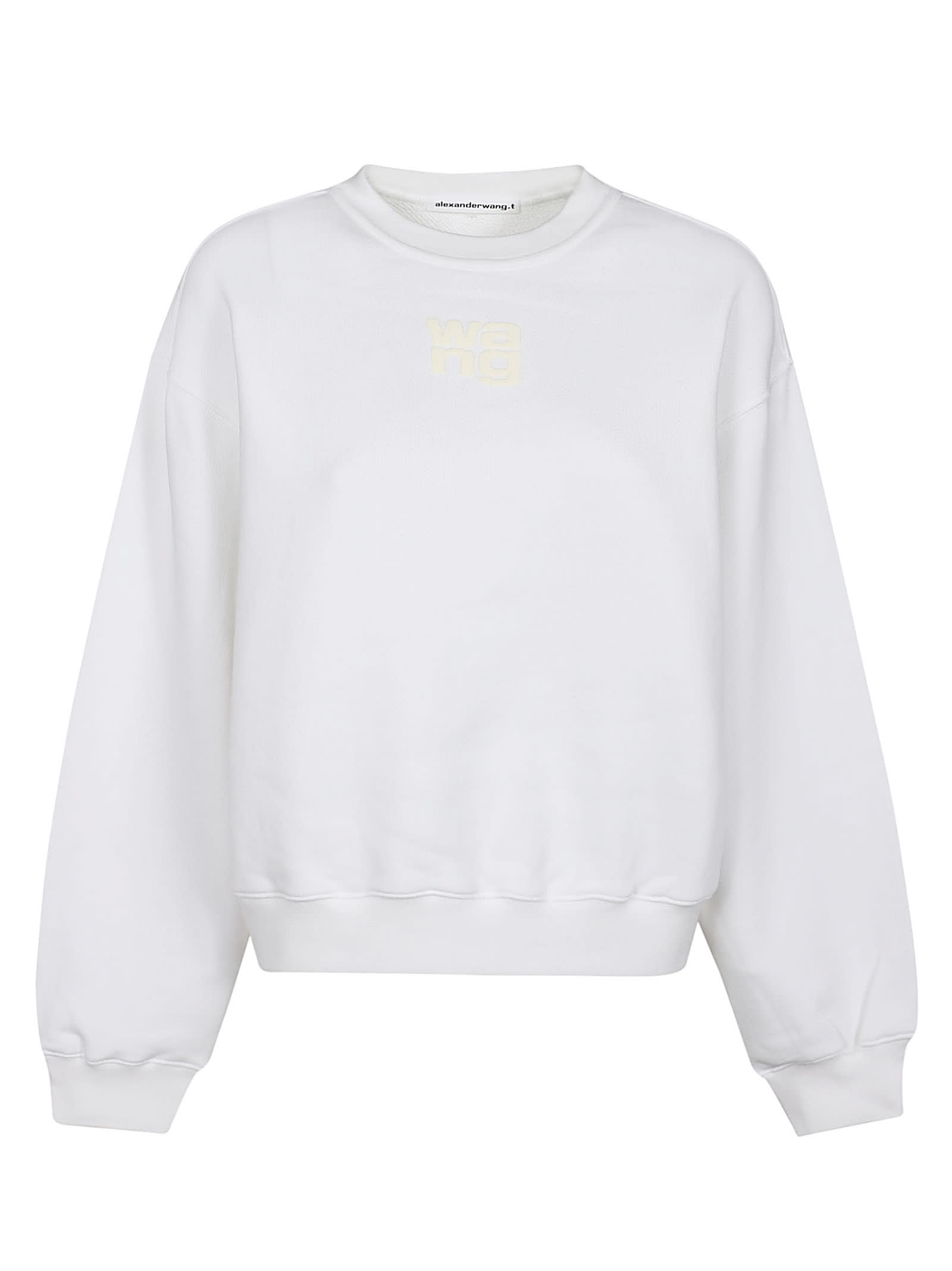 Shop Alexander Wang T Puff Paint Logo Essentail Terry Sweatshirt In White