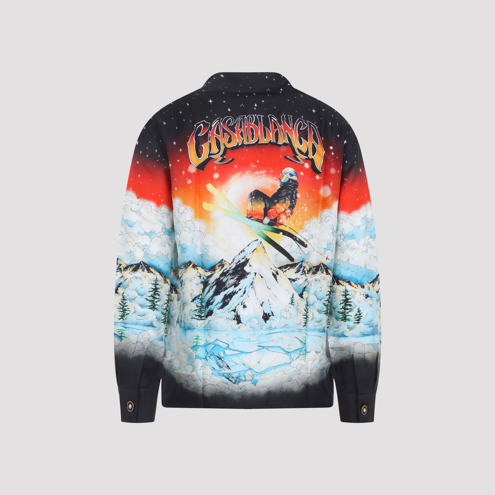 Casablanca Cuban Collar Long Sleeve Shirt In Blue