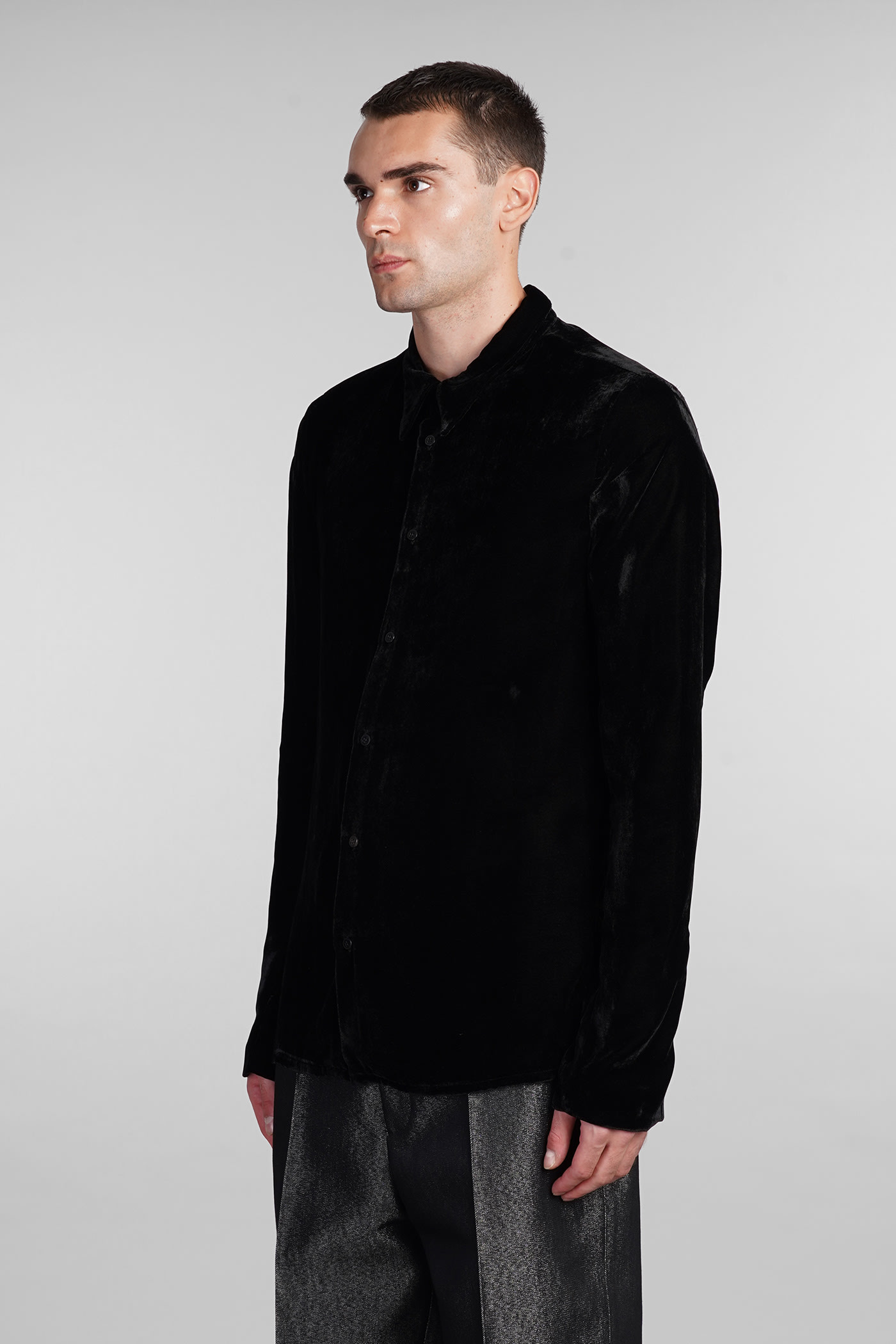 Shop Sapio N16 Shirt In Black Rayon