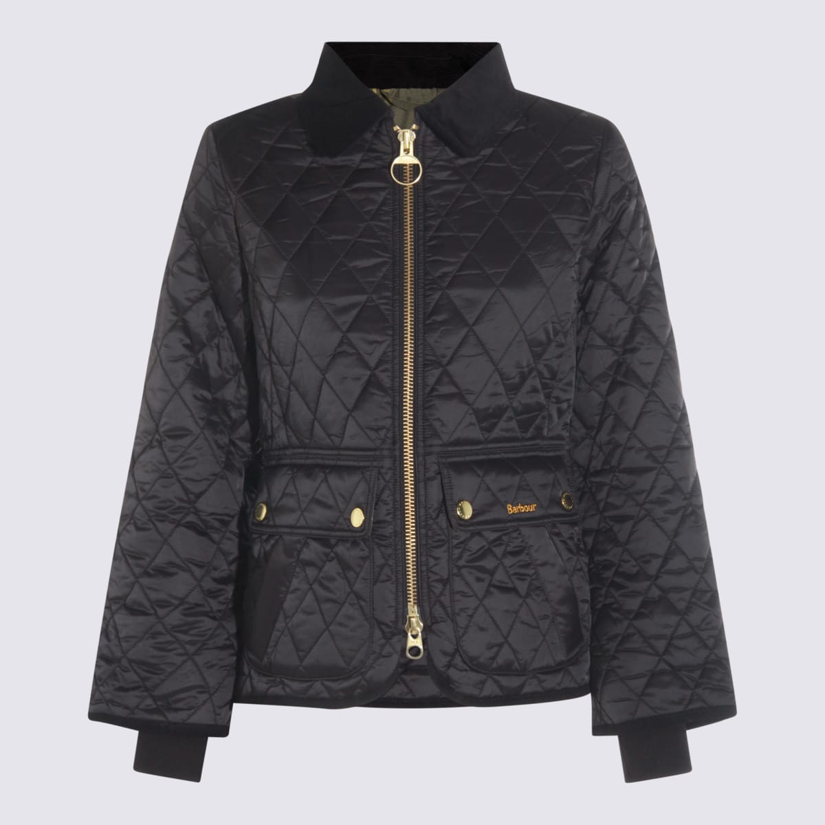 Barbour Diamond-quilted Zip-front Coat In Black