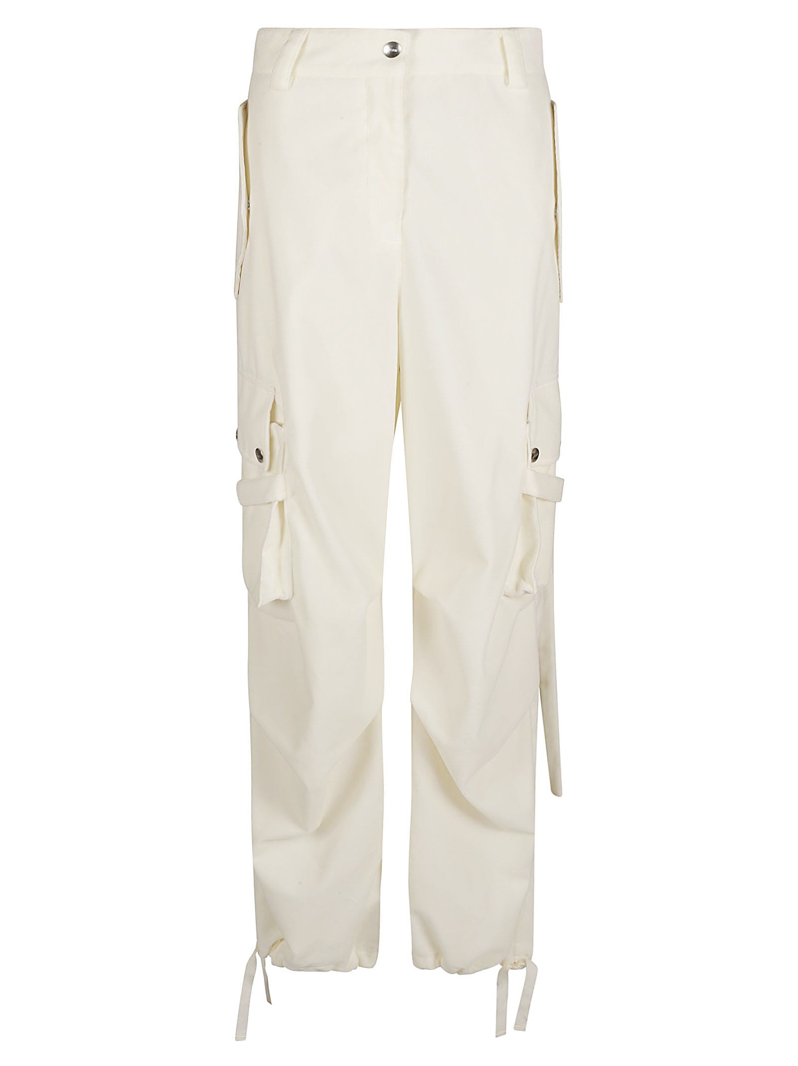 Shop Msgm Cargo Long Trousers In Natural