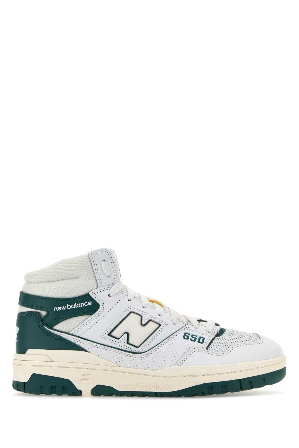 New Balance Padded Collar Leather Sneakers In Whitepetrol