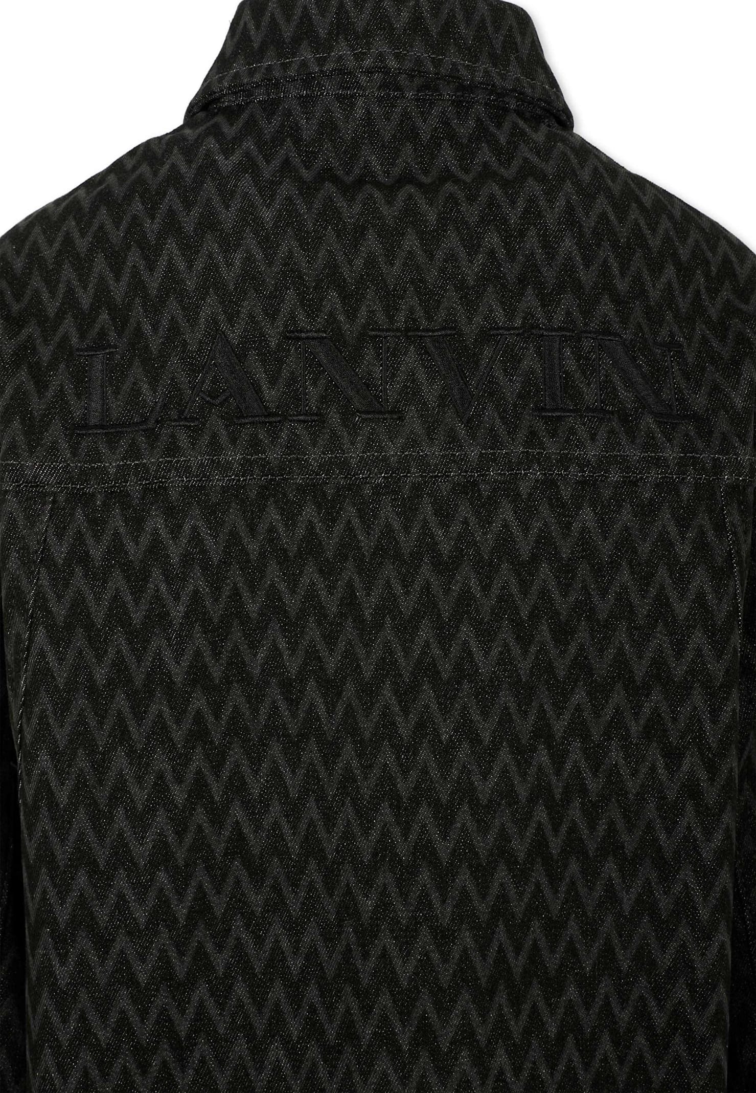 Lanvin Denim Shirt For Boy With Logo In Black