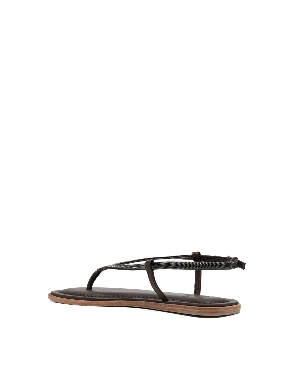Shop Brunello Cucinelli Slim Sandals In Dark Brown