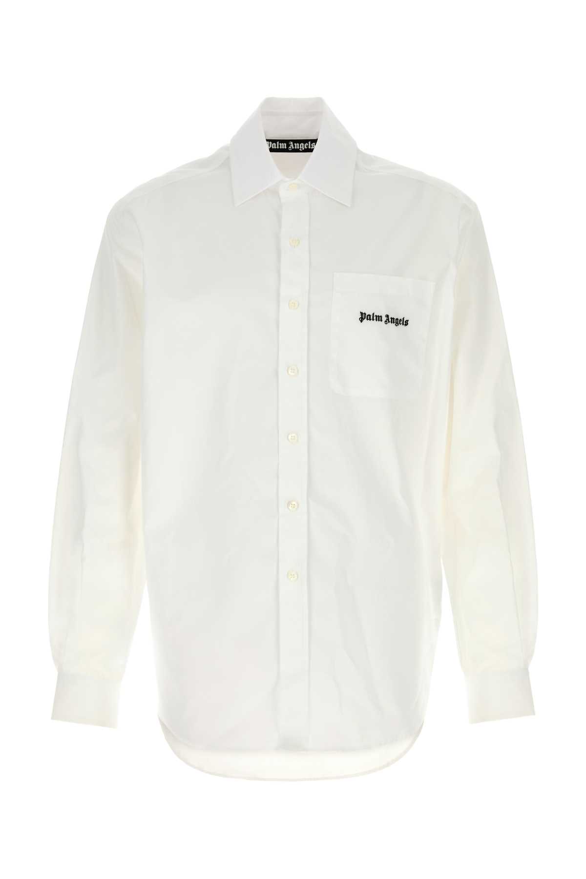 Shop Palm Angels White Poplin Shirt In 0110