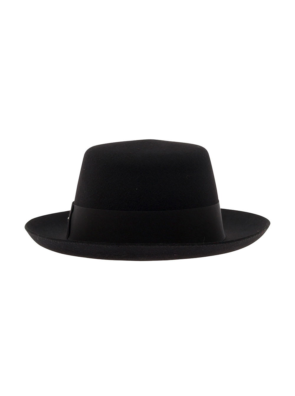 Saint Laurent Black Fedora Hat With Logo Detail In Wool Blend Woman In Black