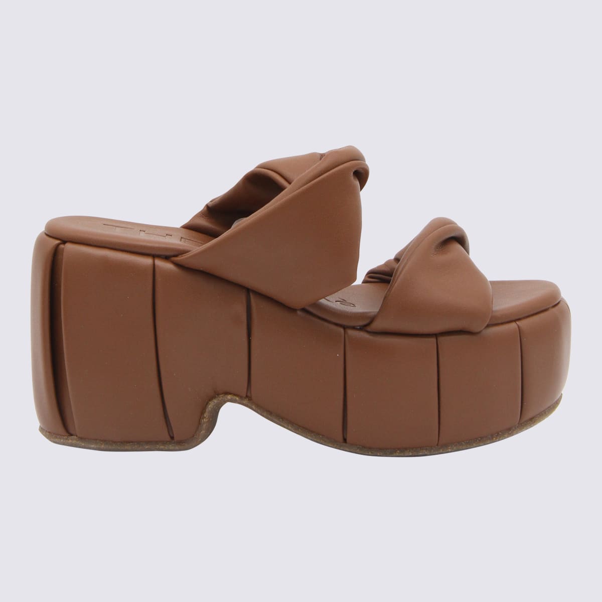 Shop Themoirè Brown Faux Leather Andromeda Sandals