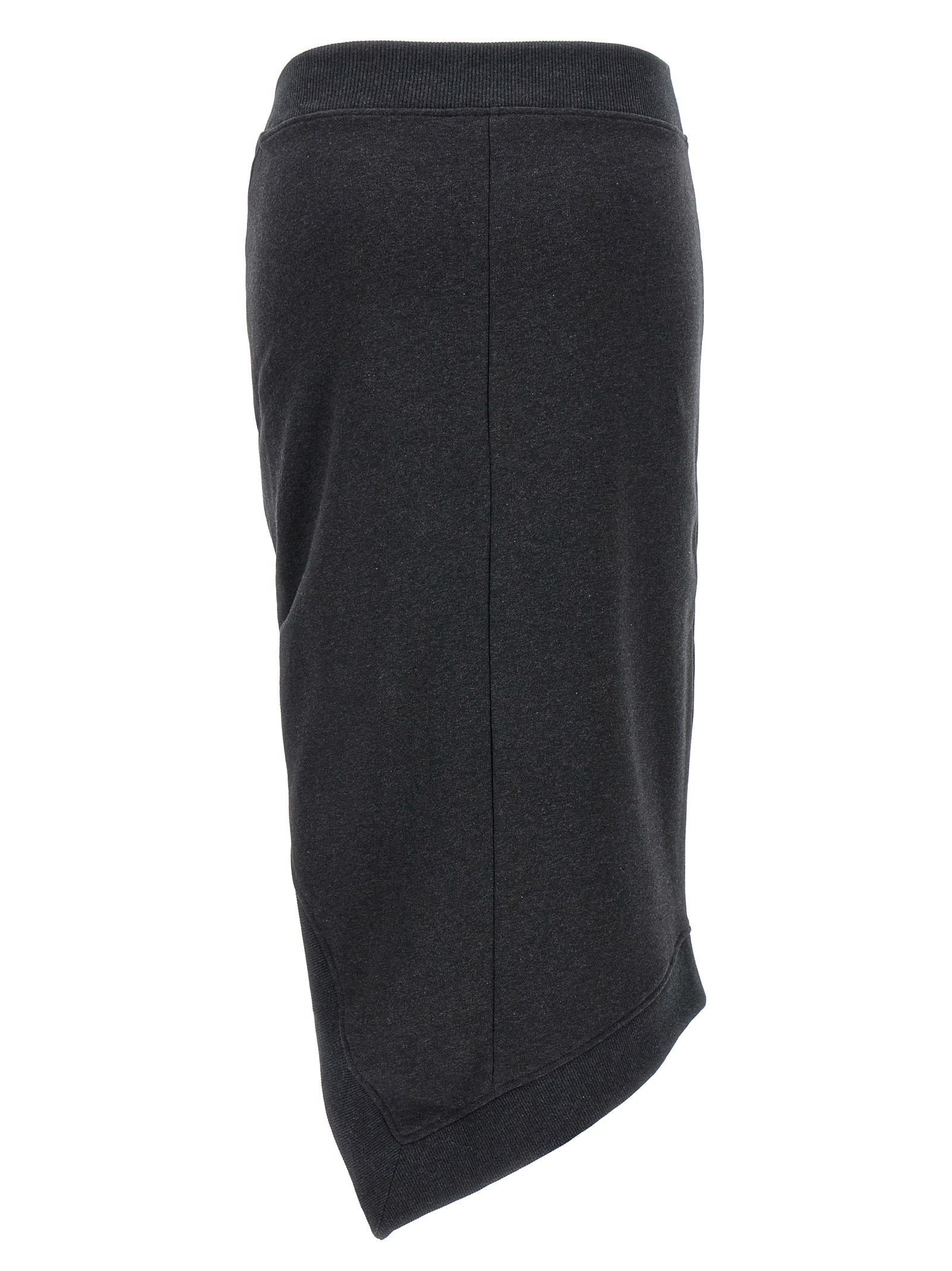Attico Ribbed Waist Midi Skirt With Side Slit In Gray
