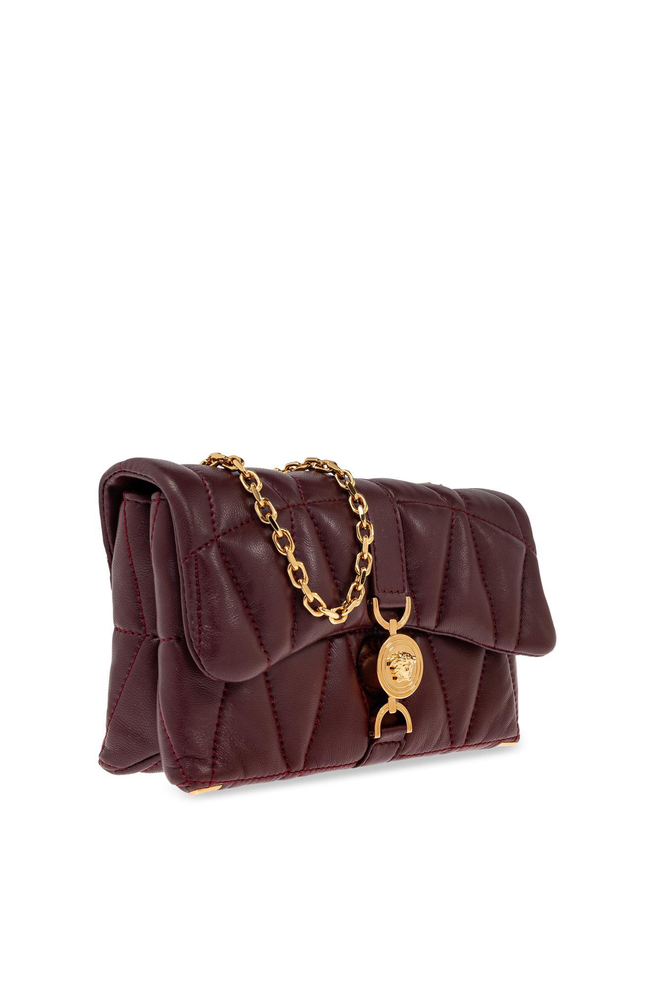 Versace Shoulder Bag Kleio Mini In Dark Burgundy- Gold
