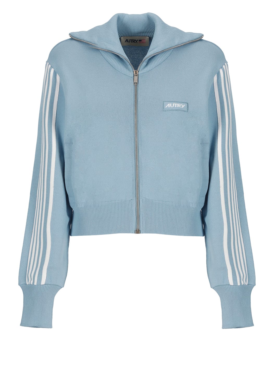 Shop Autry Viscose Jacket With Logo In Light Blue