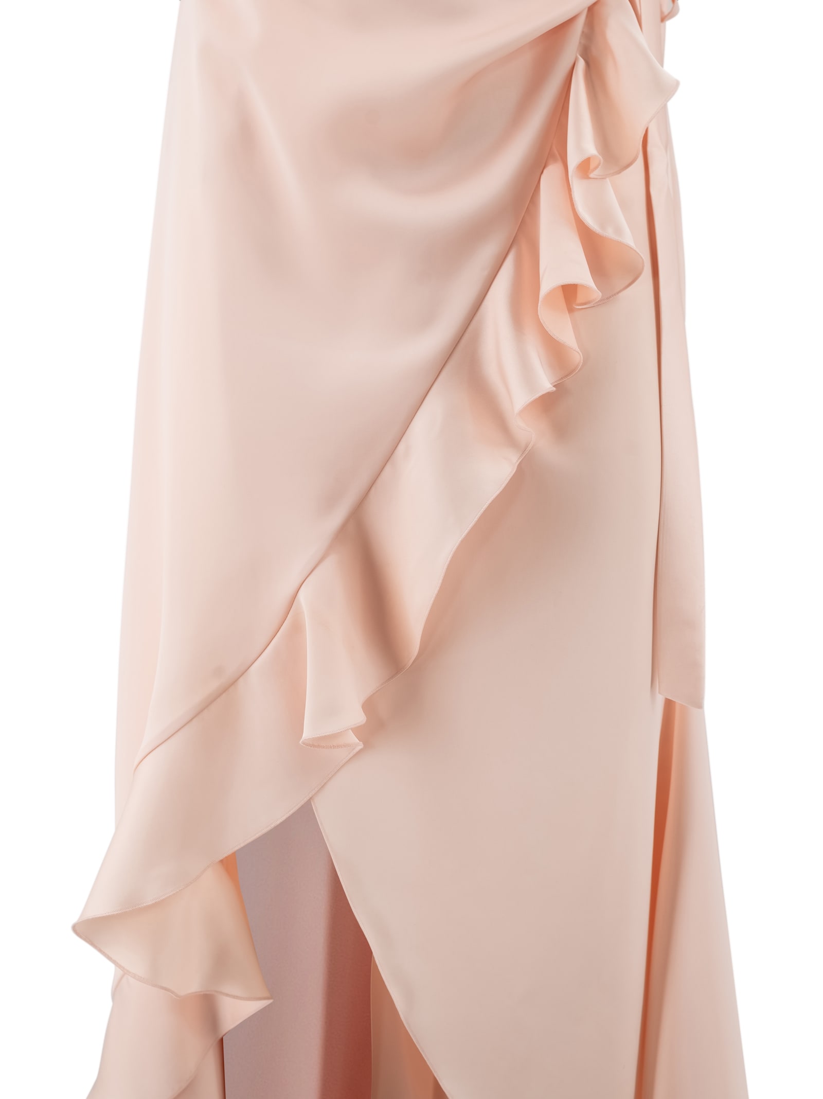 Shop Philosophy Di Lorenzo Serafini Ruffled Satin-finish Wrap Dress In Pink