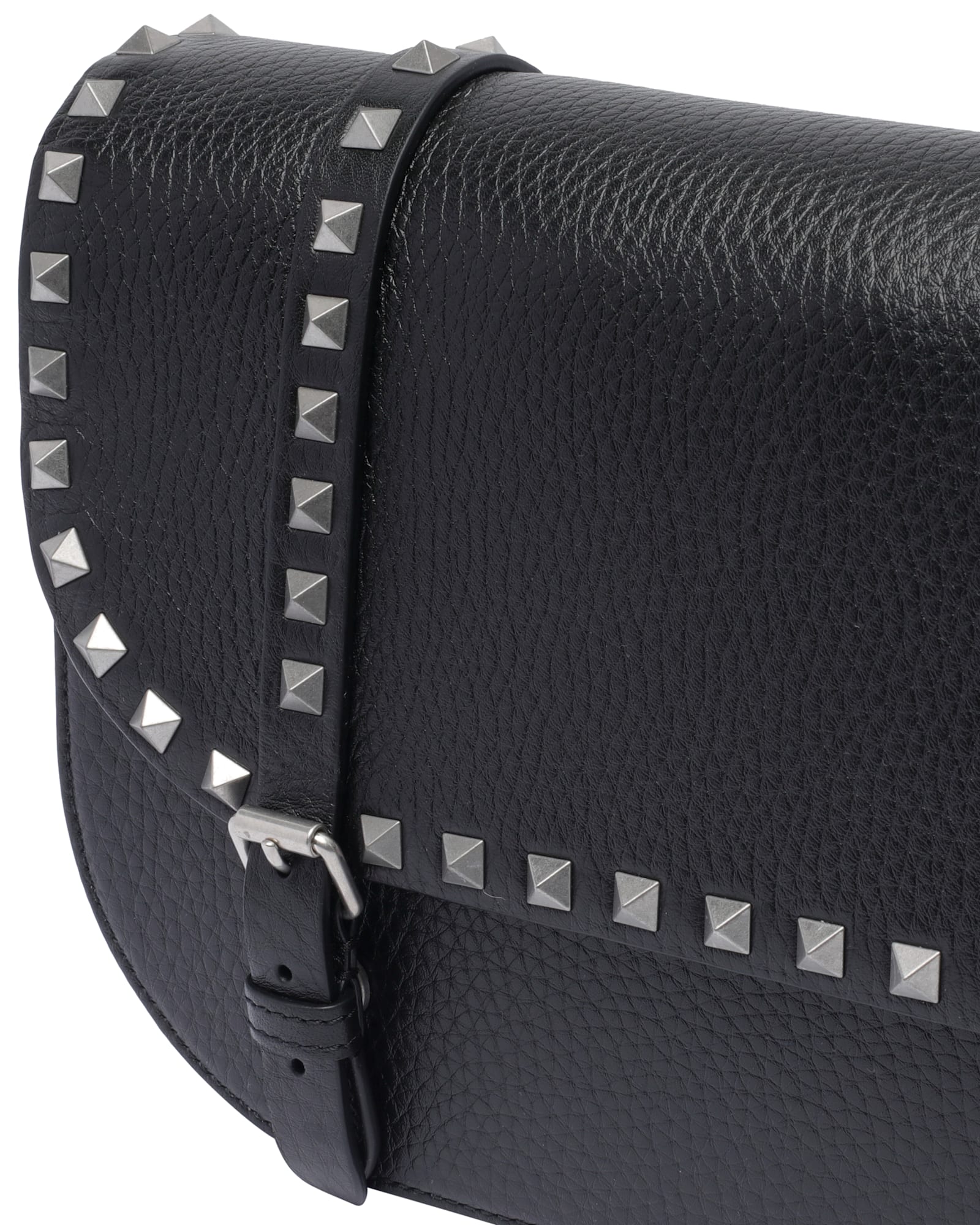 Valentino Large Rockstud Messenger Bag With Adaptable Strap In Black