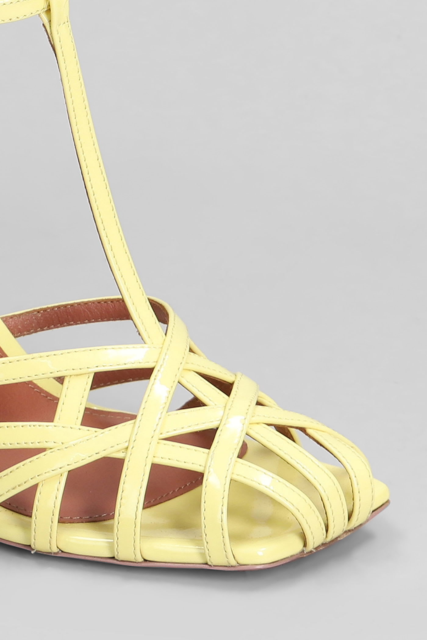 Aldo Castagna Lidia Sandals In Yellow Patent Leather In Yellow