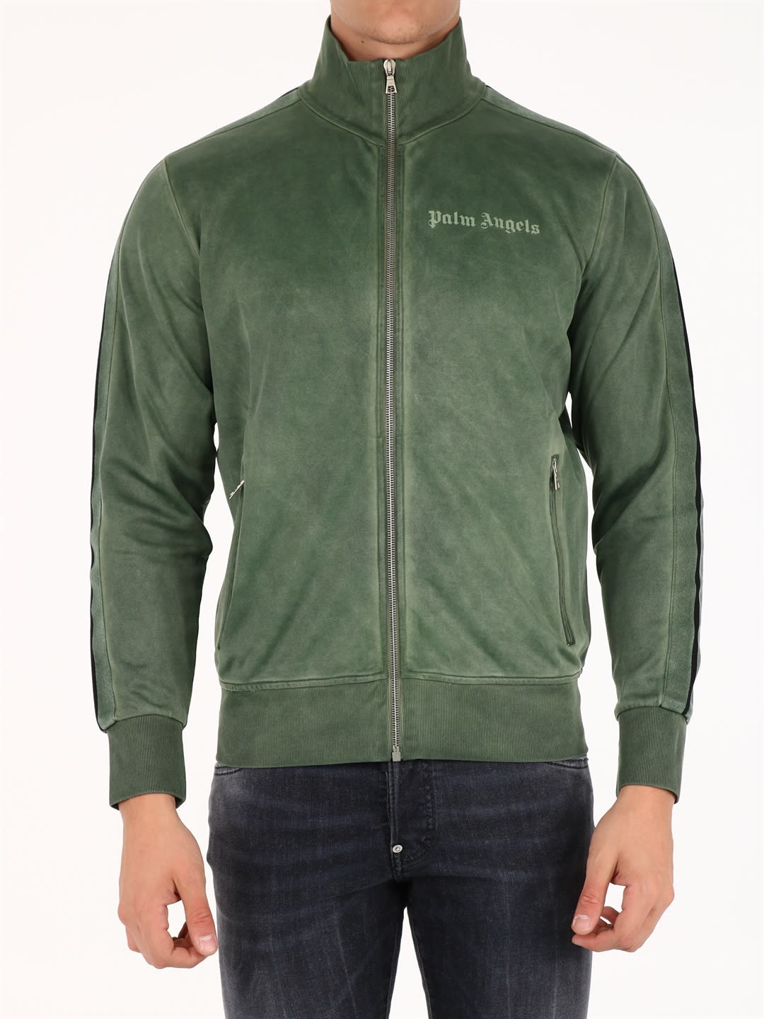 Palm Angels Garment Dyed Track Jacket Green | ModeSens