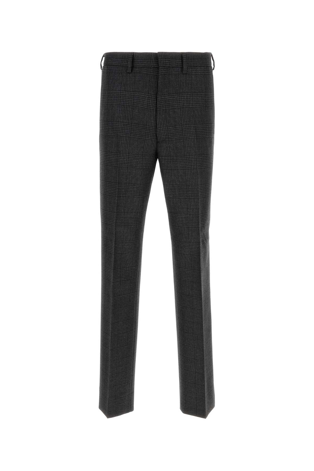 Shop Prada Embroidered Wool Pant In Antracite