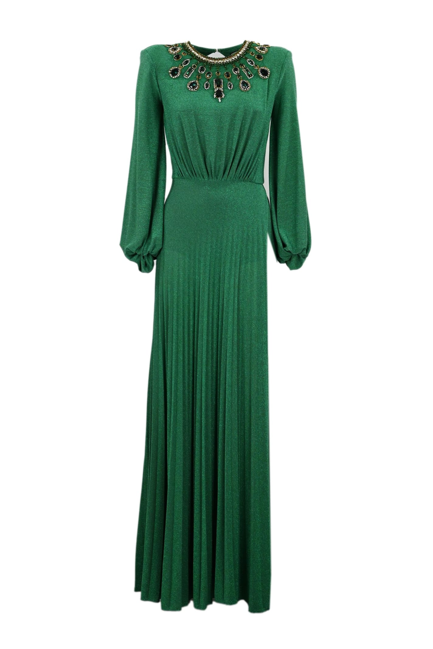 Elisabetta Franchi Long Red Carpet Dress With Stone Embroidery