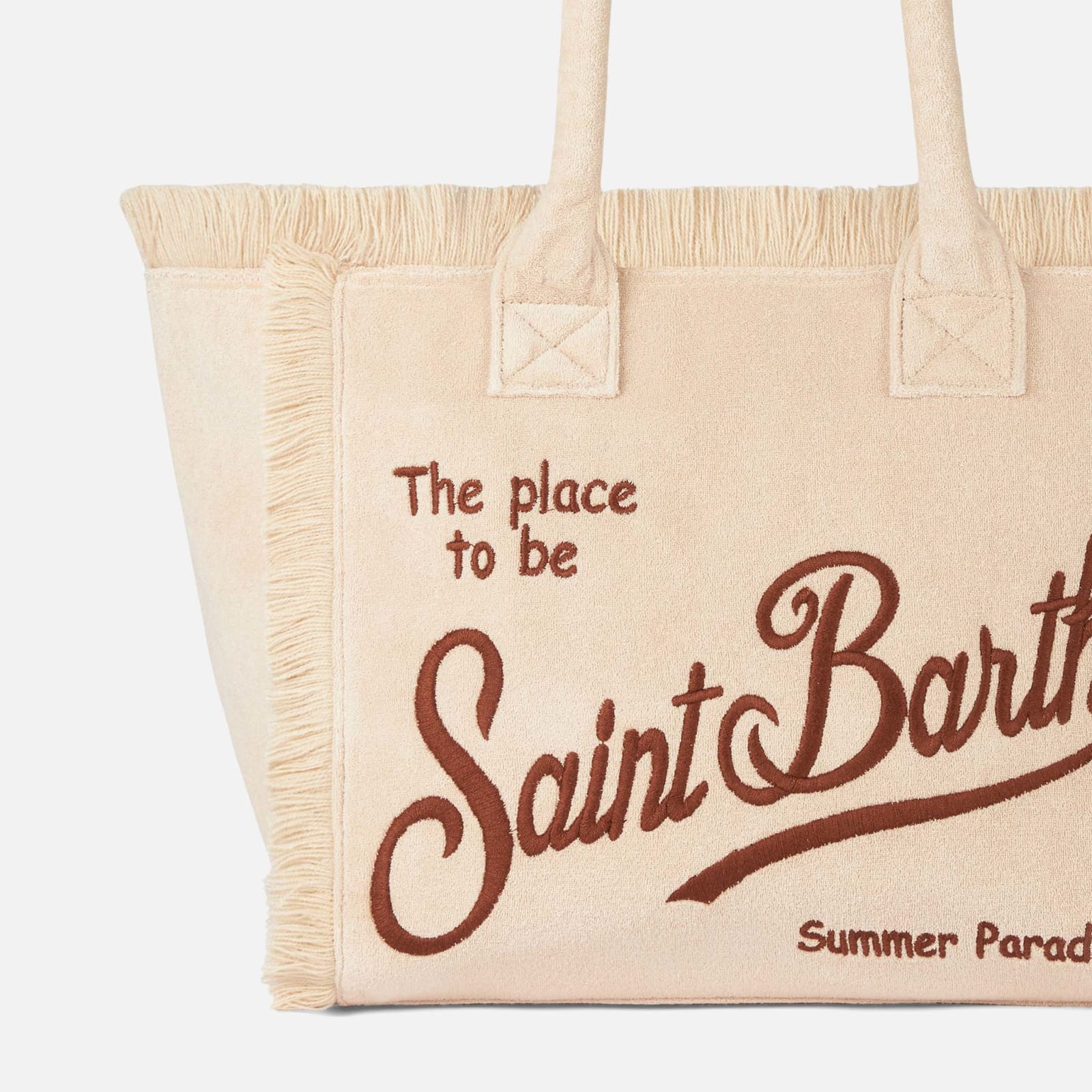 Shop Mc2 Saint Barth Vanity Beige Terry Shoulder Bag In White