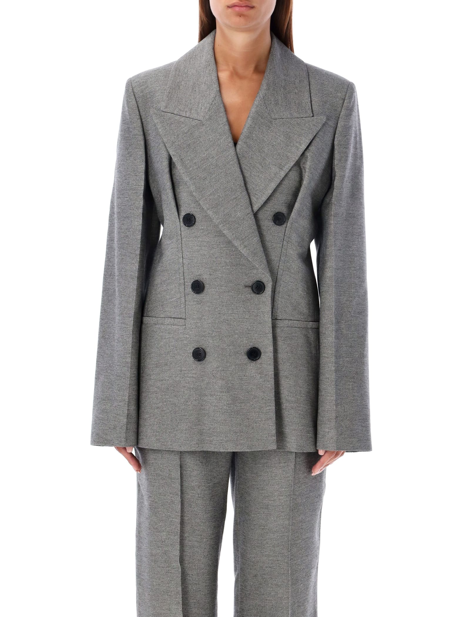 Shop Jw Anderson Hour Glass Blazer In Grey