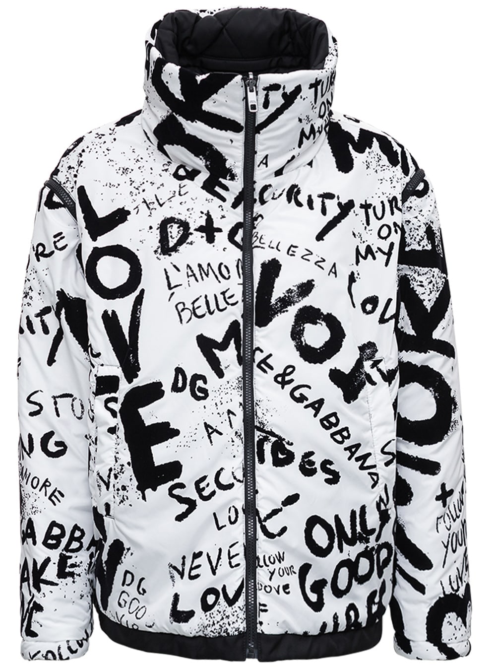 Dolce & Gabbana Graffiti Reversible Nylon Down Jacket