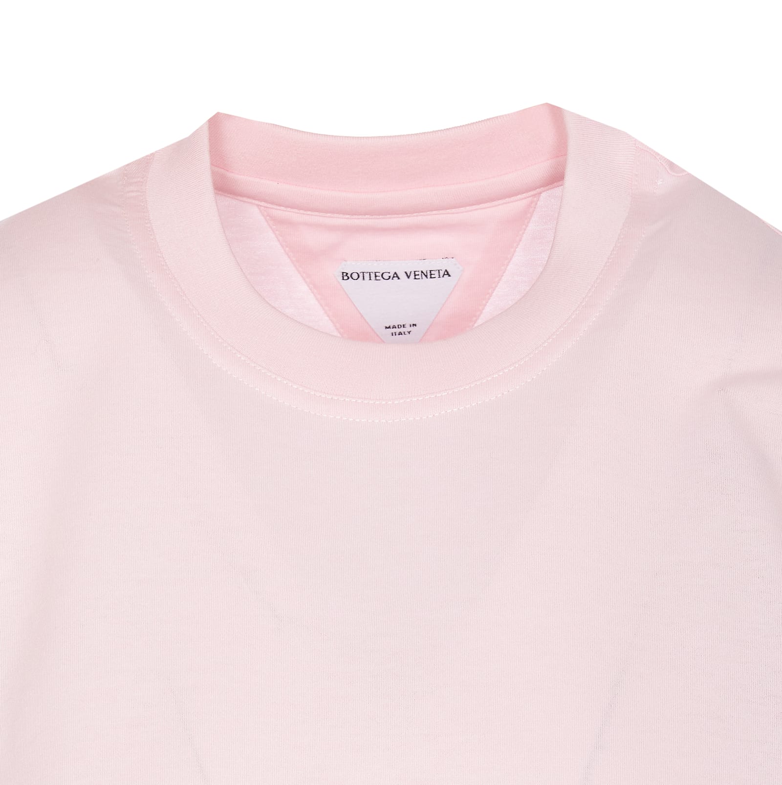 Shop Bottega Veneta Cotton Jersey T-shirt With Label In Pink