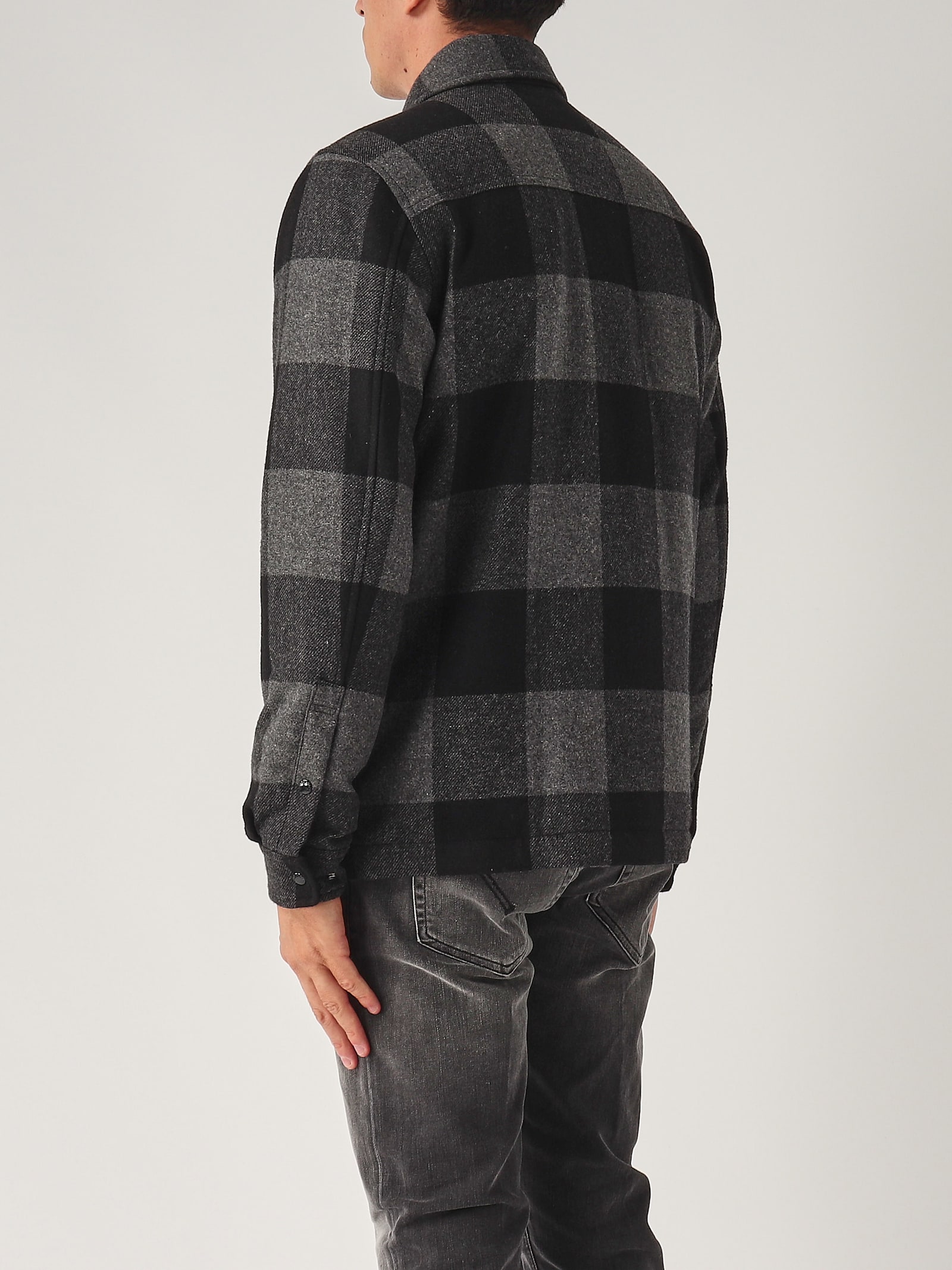 Shop Woolrich Alaskan Wool Check Overshirt Shirt In Check Nero-grigio