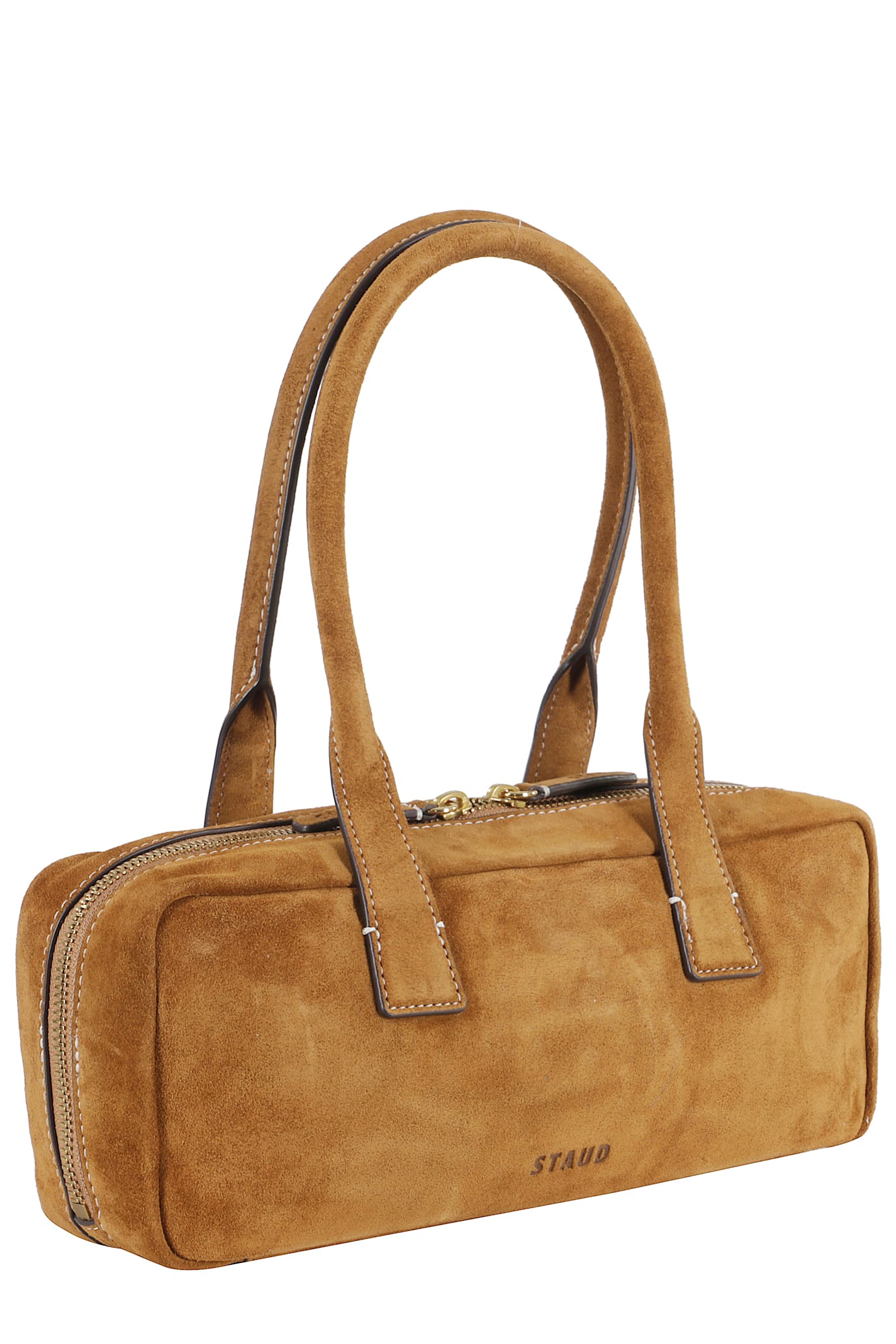 Staud Smooth Leather Shoulder Bag With Double Handles In Brown
