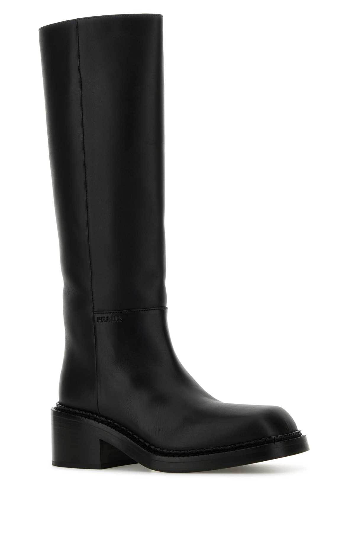 Shop Prada Black Leather Boots