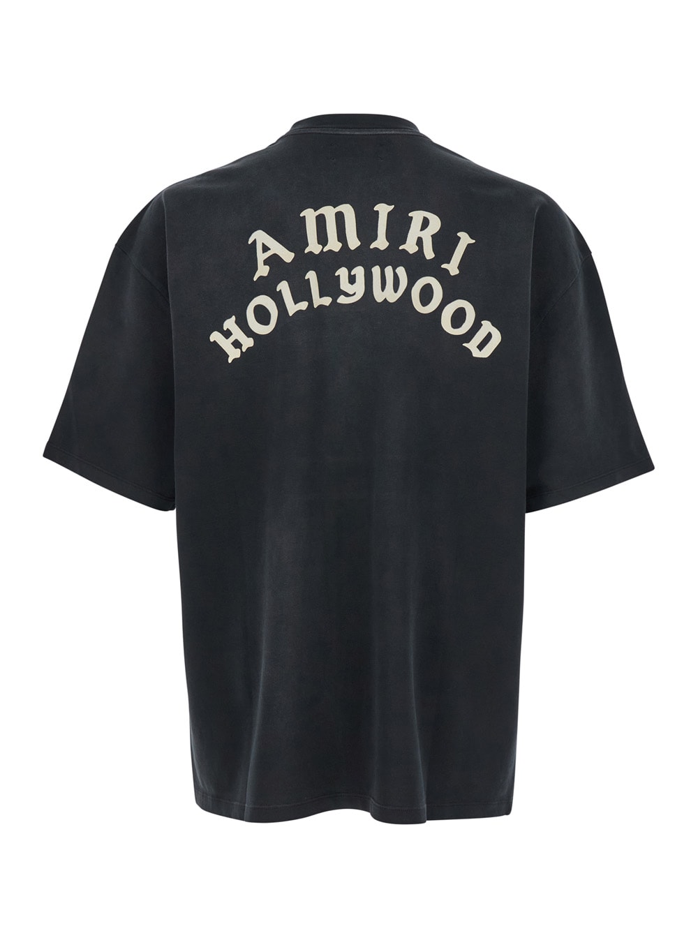 Amiri Black Crewneck T-shirt With Logo Lettering On Front And Rear