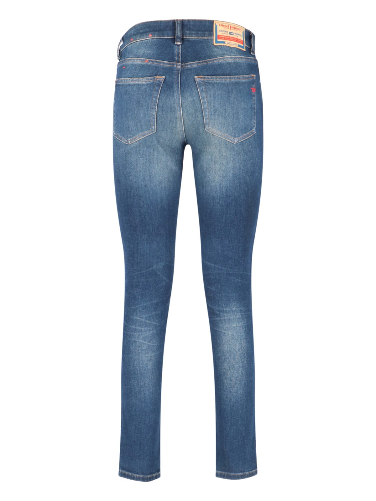 Diesel Straight Trousers With Belt Loops And Faded Effect In Blue