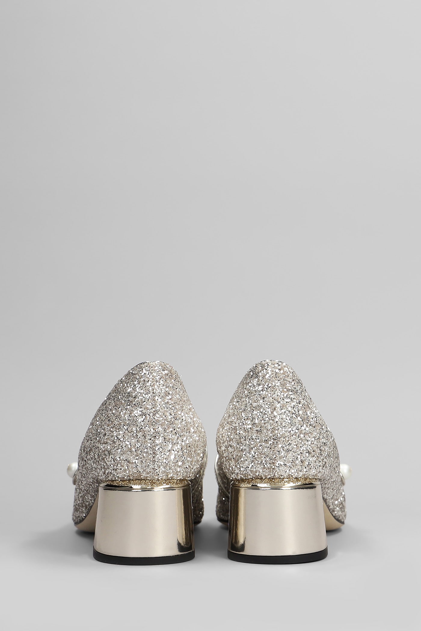 Jimmy Choo Glitter And Laminated Leather Pumps Color Gold And Sand In Gold