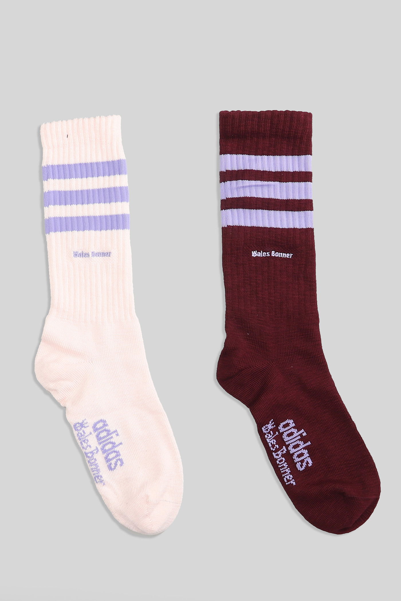 Adidas Originals By Wales Bonner 3s Sock Socks In Bordeaux Cotton In Multi