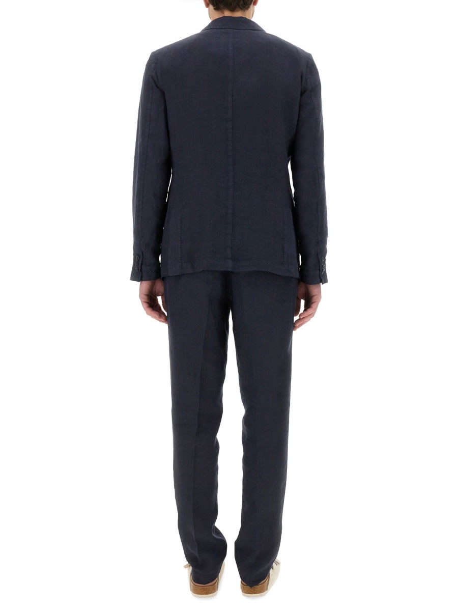 120% Lino Single-breasted Two-button Jacket In Blue