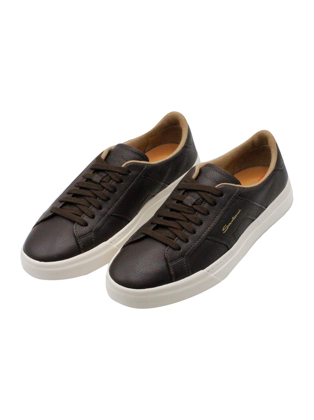 Shop Santoni Sneakers In Dark Brown