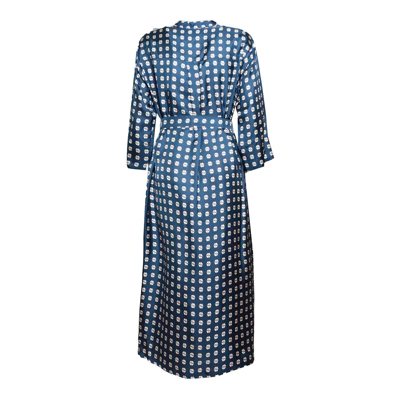 Shop Max Mara All-over Printed Tied Waist Dress In Blu