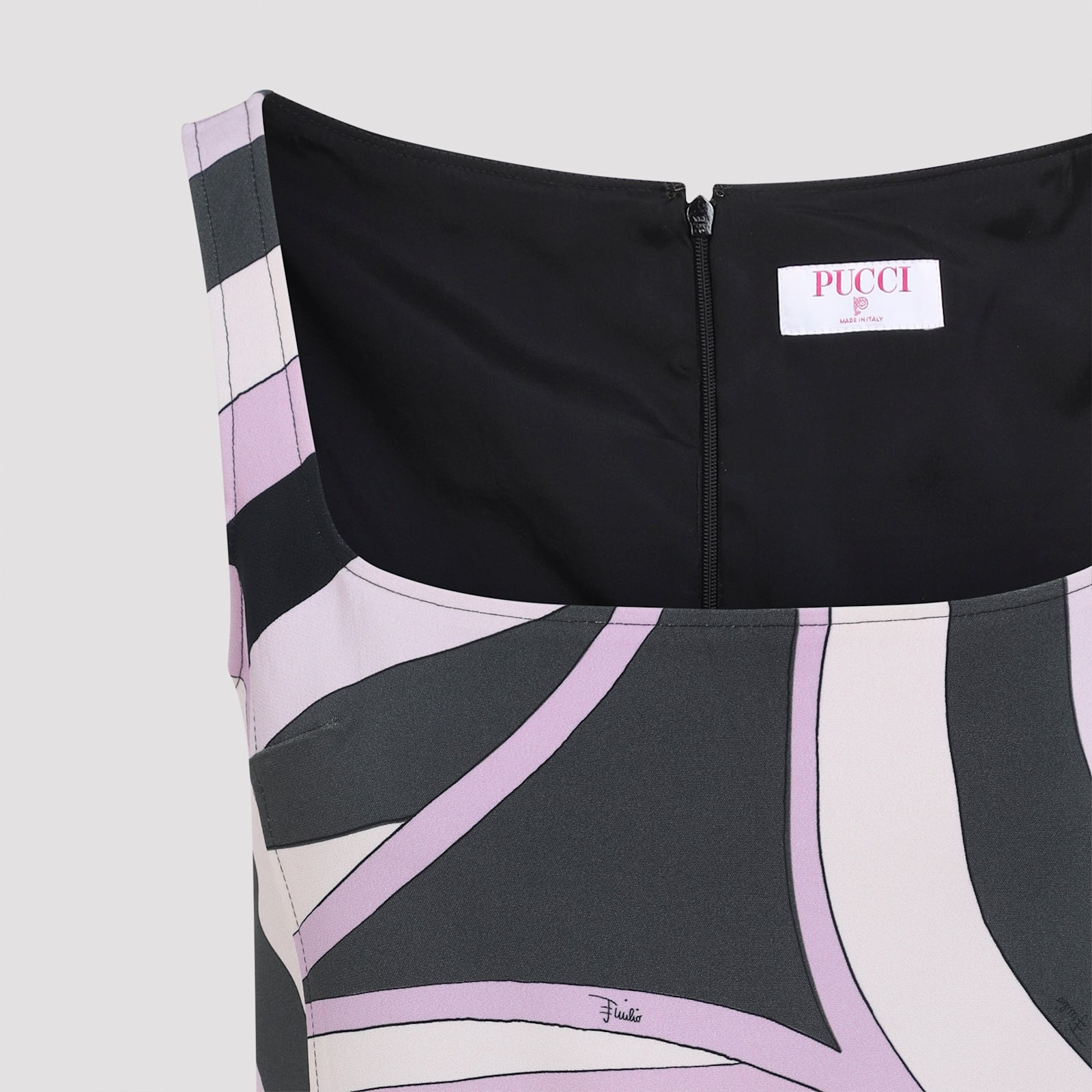 Pucci Backless Mini Dress Abstract Pattern In Purple